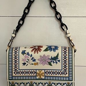 Tory Burch Kira Floral Double Strap Shoulder Bag or Crossbody